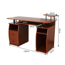 Scrivania da Ufficio Porta PC con Ripiano Tastiera Noce 120x55x85 cm 