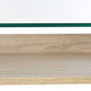 Scrivania da Ufficio Porta PC 120x60x74,5 cm in Acciaio Legno e Piano in Vetro 