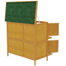 Conigliera Gabbia a 2 Livelli 97x44x91 cm con Rampa 2 Vassoi Estraibili 4 Porte in Legno di Abete e Bitume Giallo      
