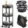Carrello Pieghevole Salvaspazio Ø35x88 cm con 3 Ripiani Organizer Versatile in Metallo Nero