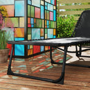 Lettino Prendisole 58x189x32,5 cm Pieghevole con Cuscino Poggiatesta e Tasca Laterale in Poliestere Nero      