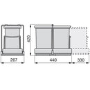 Pattumiera Differenziata 2 Contenitori per Mobili Cucina 14L Estrazione Automatica Emuca Grigia
