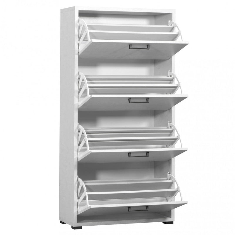 Scarpiera 4 Ante a Ribalta 75,3x33x151,8 h cm in Truciolare bilaminato Bianco Cemento