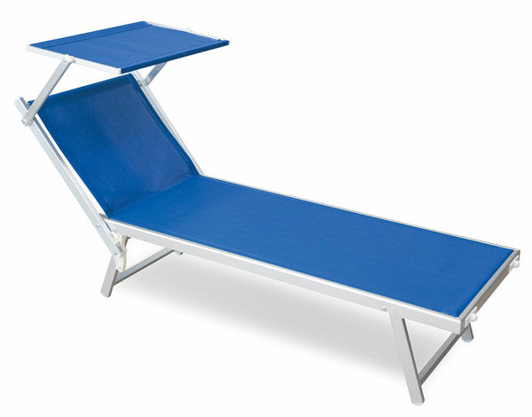 sconto Lettino Prendisole da Giardino in Alluminio con Tettuccio Soriani Riccione Blu