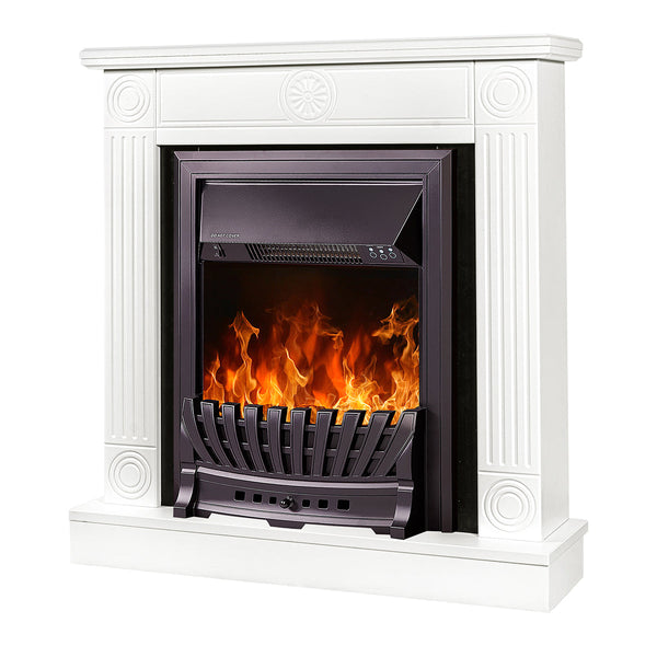 Camino Elettrico da Pavimento 86,5x82x25 cm Effetto Fiamma 2000W Donald & Pluton Bianco/nero prezzo