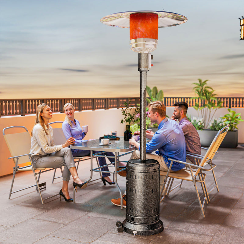 Stufa a Fungo a Gas Propano 82x82x223 cm Accensione Piezoelettrica e Spegnimento Automatico Marrone Scuro      