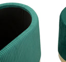 Panca con Contenitore e Sgabelli Shopy Verde Set 3 Pz 80x37x42 cm - Ø29x35 cm in Ferro e MDF e Spugna e Poliestere Verde e Oro      