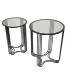 Tavolinetti Dublino Coppia Ø50,5x61,5 - 40,5x57 cm in Ferro e Vetro Nero