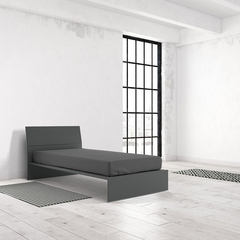 Lenzuolo Sotto con Angoli ed Elastico Tinta Unita Fumo