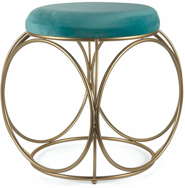 Sgabello Tondo Ø40x46 cm in Ferro e Velluto Soriani Verde Tiffany acquista