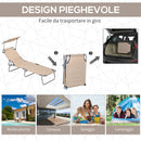 Set 2 Sdraio da Giardino 187x58x36 cm Pieghevoli con Tettuccio Regolabile in Tessuto Oxford e Metallo Marrone      
