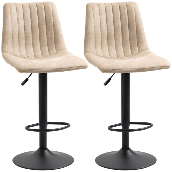 Set 2 Sgabelli Bar 47,5x57,5x95-116 cm con Schienale e Poggiapiedi in Poliestere Marrone Chiaro sconto