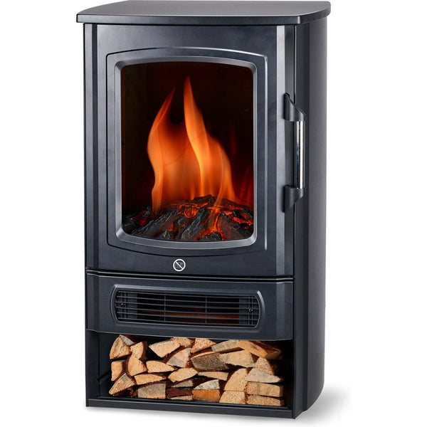 Stufa Elettrica da Pavimento 2000 W con Riscaldamento Effetto Fiamma LED e Termostato in Metallo Nero prezzo