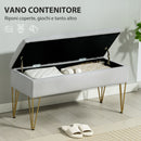 Panca Fondo Letto con Contenitore 100x40x49 cm in Tessuto e Gambe in Acciaio Grigio Chiaro      