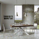 Tavolo Allungabile 160-420x90x77 cm Volantis Premium Noce Telaio Bianco 