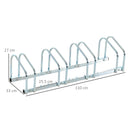 Rastrelliera Porta Biciclette 4 Posti 110x33x27 cm in Acciaio Argento