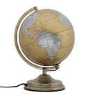 Mappamondo Arancione con Luce Ø25x38 cm Metallo e Plastica Oro Ruggine e Argento
