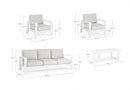 Set Salotto da Giardino Divano 2 Poltrone e Tavolino Baltic Bianco
