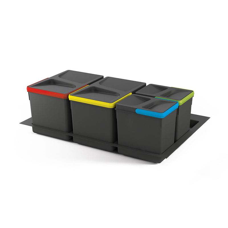 Pattumiera Differenziata 2 Contenitori per Cassettone 31,2x21,6 cm H21,6 cm Emuca Grigio antracite