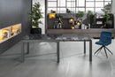Tavolo Allungabile 120/350x83x75 cm in Metallo con Top in Vetro Grigio