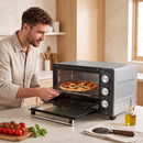Forno Elettrico 1500 W 28 L 48,5x38x31 cm con Temperatura Regolabile Max 230° Timer 60 min Griglia e Teglia Argento      