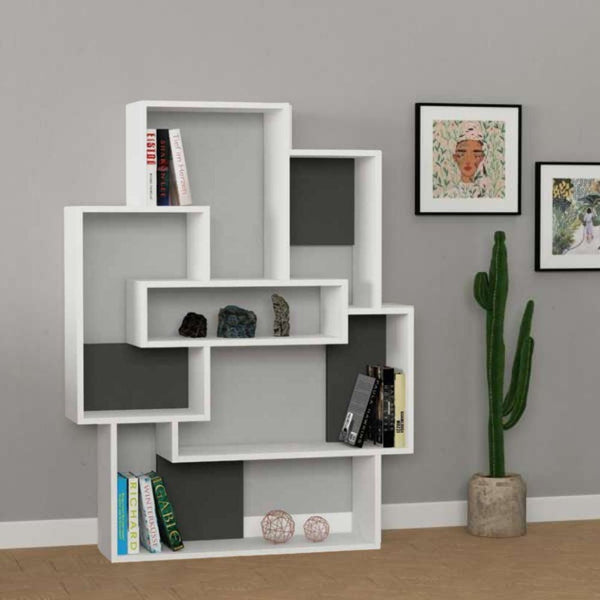 Libreria Barce bianco antracite 101x22x132h cm prezzo