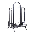 Portalegna Legnaia in Ferro 45x40x78 cm Max 100Kg con Attrezzi  Nero