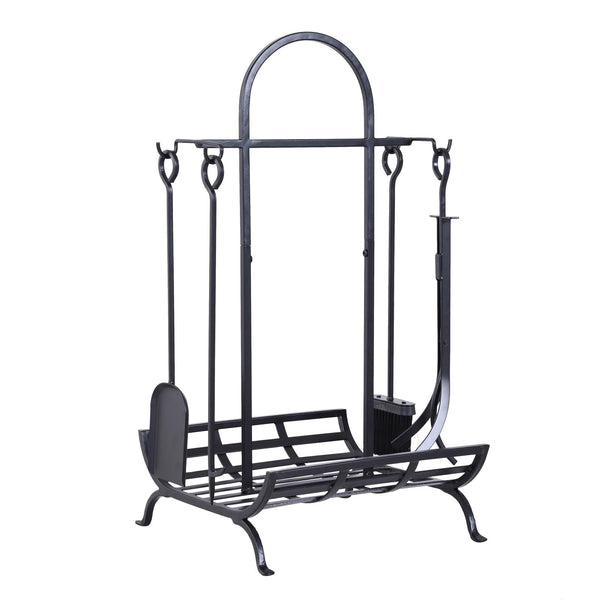 Portalegna Legnaia in Ferro 45x40x78 cm Max 100Kg con Attrezzi Nero prezzo
