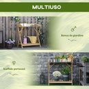 Tavolino da Giardino 80x40x84 cm in Legno con Piano in Metallo Antiruggine
