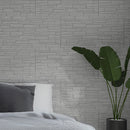 Set 12 Pannelli Decorativi Area 8,6 mq 120x60x2,5 cm Rivestimento Murale Effetto Mattoni in Pietra 3D in PU Quarzite Bianco