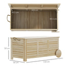Baule Cassapanca da Esterno 110x50x50 cm a 2 Ruote con Telo Interno in Legno di Abete  