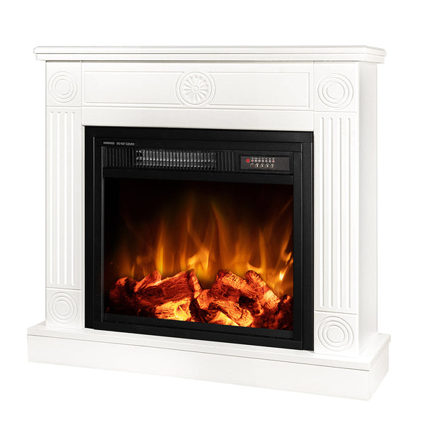 Camino Elettrico da Pavimento 73x77x21 cm Effetto Fiamma 1100W Focus & Dionis Bianco online