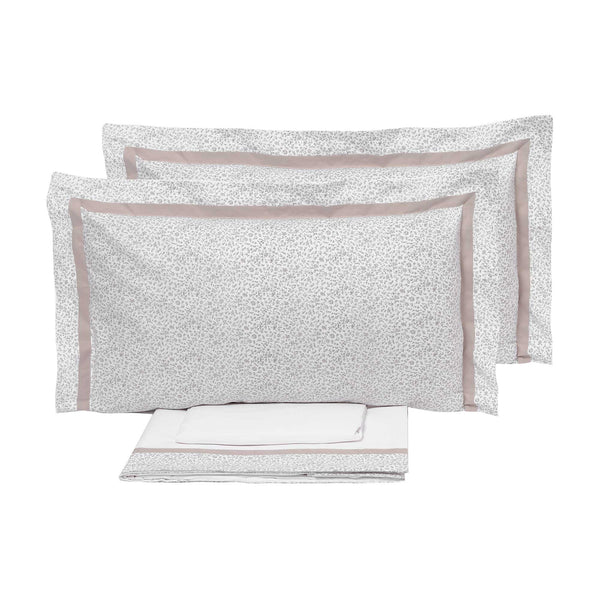 sconto Set Lenzuola Matrimoniale Sopra Sotto e Federe con Stampa Garrini Emily Sabbia