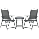 Set 3 Pezzi da Giardino con 2 Sedie 53,5x64x93 cm e Tavolino da Caffè Ø45x50 cm in Metallo Grigio Scuro      