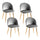 Set 4 Sedie Imbottite 38x43x74 cm in Vellluto Velvet Grigio e Oro