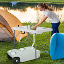 Serbatoio per Acqua da Campeggio 40L Tubo e Rubinetto Inclusi con Ruote Grigio  