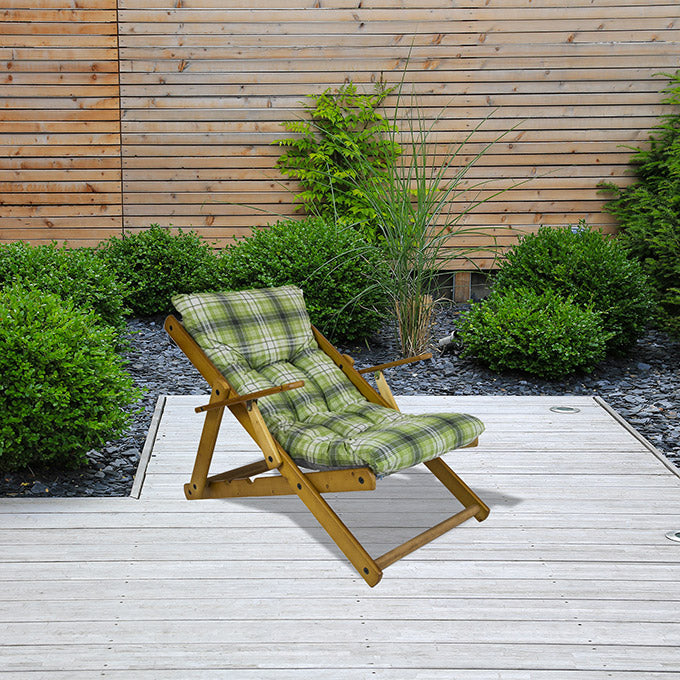 Poltrona Relax 3 Posizioni in Legno con Cuscino Imbottito Verde