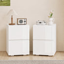 Set di 2 Comodini da Camera da Letto 40x40x58 cm con 2 Cassetti Capacità 30 kg in MDF Bianco      