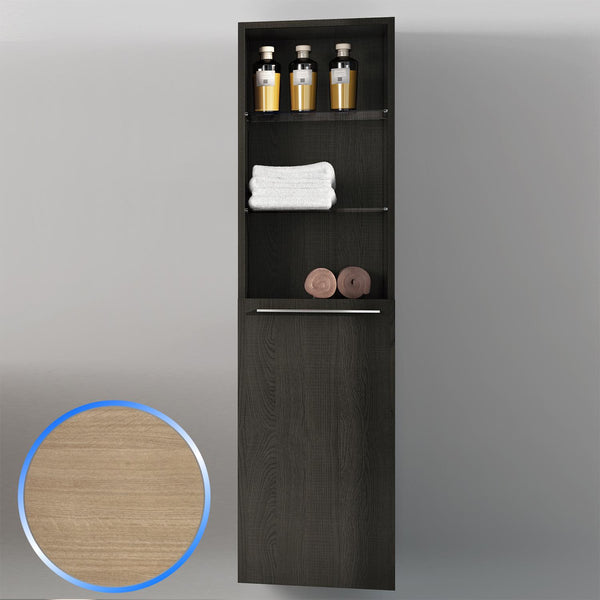 sconto Mobile Pensile da Bagno in Legno Rovere Chiaro 40X150cm Fosterberg Porto 2