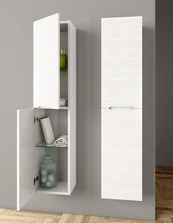 sconto Mobile da Bagno a Colonna 2 Ante in Mdf 35x30x160cm TFT Swing Sinistro Bianco