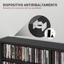 Libreria Porta CD 106,5x24x123,7 cm Design Moderno 16 Ripiani in Legno Nero 