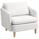 Poltrona da Salotto Moderna 90x86x91 cm Imbottitura a Molle Insacchettate in Tessuto Effetto Lino Crema  