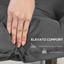 Cuscino per Panchina da Giardino 100x40cm con Laccetti e Imbottitura Spessa Grigio Scuro