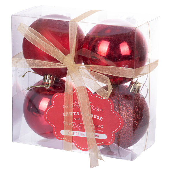 Set 4 Palle di Natale Ø7 cm in Plastica Rosso prezzo