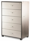 Cassettiera 5 Cassetti 68x40x101 cm in MDF Soriani Grigio Scuro e Bianca
