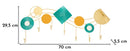 Appendiabiti da Muro Sunday 70x5,5x29,5 cm in Metallo Multicolor      