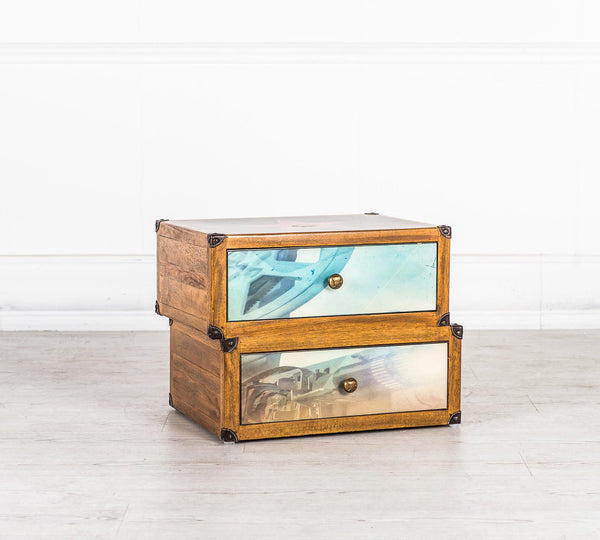 Cassettiera 2 Cassetti 40x53xH40 cm in Legno Collezione Hollywood Multicolor e Marrone online