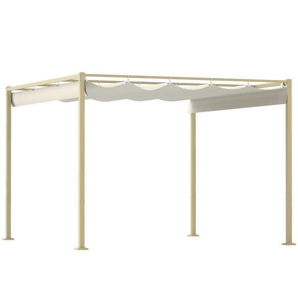 acquista Gazebo da Giardino Pergola 298x297x221 cm con Tettuccio Retrattile Viti e 8 Picchetti in Poliestere 180g e Metallo Cachi