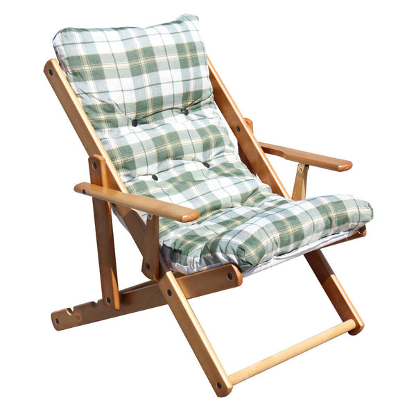 prezzo Poltrona 3 Posizioni Relax Miele con Cuscino 84x60x100 h cm in Cotone Verde