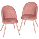 Set 2 Sedie da Pranzo 51x54x84 cm con Seduta Imbottita e Gambe in Metallo in Velluto Rosa      